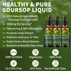 6 oz Hudetex Soursop Liquid Drops bottle label visible