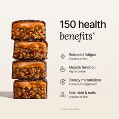 Nutrition facts label on Huel bar highlighting vitamins and minerals.