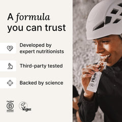 Huel Complete Nutrition bar viewed from the side, rich texture detail.