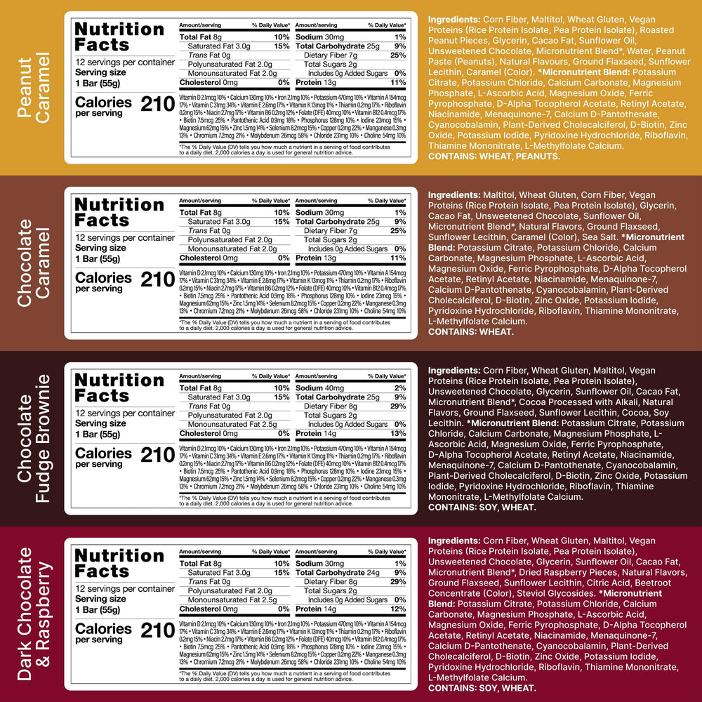 Huel vegan bar showcasing 27 vitamins and minerals for daily nutrition