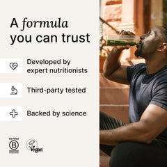 Huel Daily Greens gut-probiotics-illustration highlights friendly bacteria for digestion