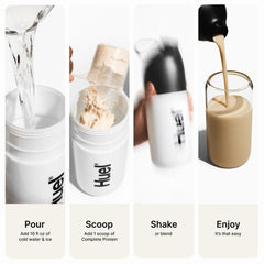 Huel Vanilla sustainability icon signaling lower environmental impact.