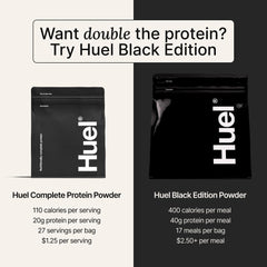 Huel Vanilla vitamins and minerals label suggesting balanced nutrition.