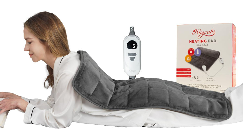 HugCubs weighted heating pad XL 17x33 with back coverage for targeted warmth