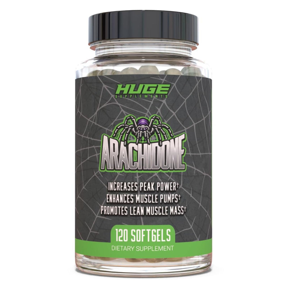 Huge Supplements Arachidone bottle front view highlighting lean muscle support.