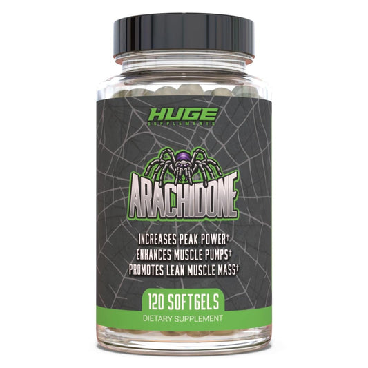 Huge Supplements Arachidone bottle front view highlighting lean muscle support.