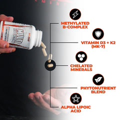 Serving spoon with Huge Multi capsules for easy daily supplementation.