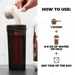 Huge Whey nutrition panel close-up illustrating 25g protein per serving.