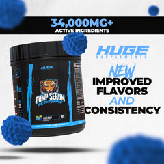 Huge Supplements Pump Serum back label detail showing ingredients and dosage
