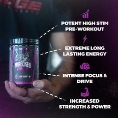 Huge Supplements Wrecked Enraged bottle back highlights advanced formula details