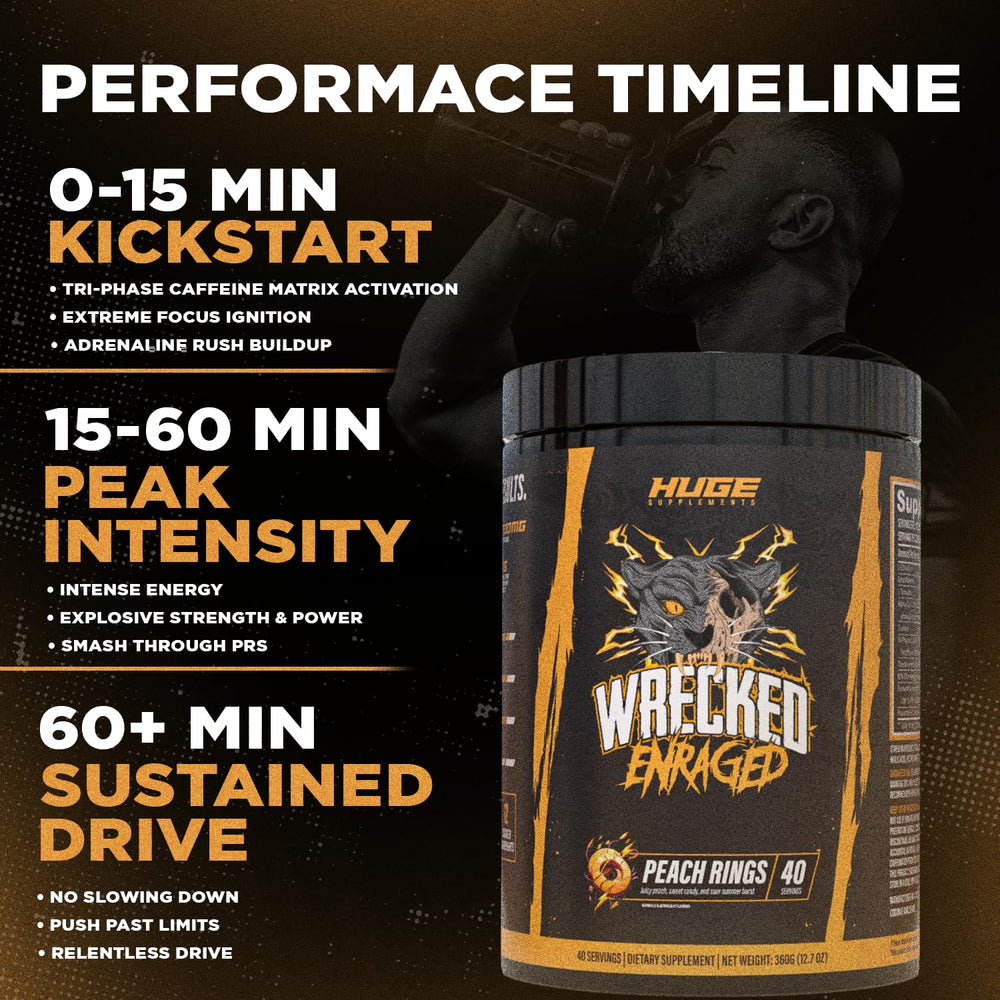 Huge Supplements Wrecked Enraged stimulant matrix graphic illustrating energy concept