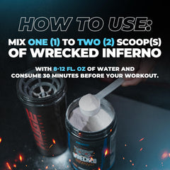 Huge Supplements Wrecked Inferno in-hand during training for sustained energy and focus.