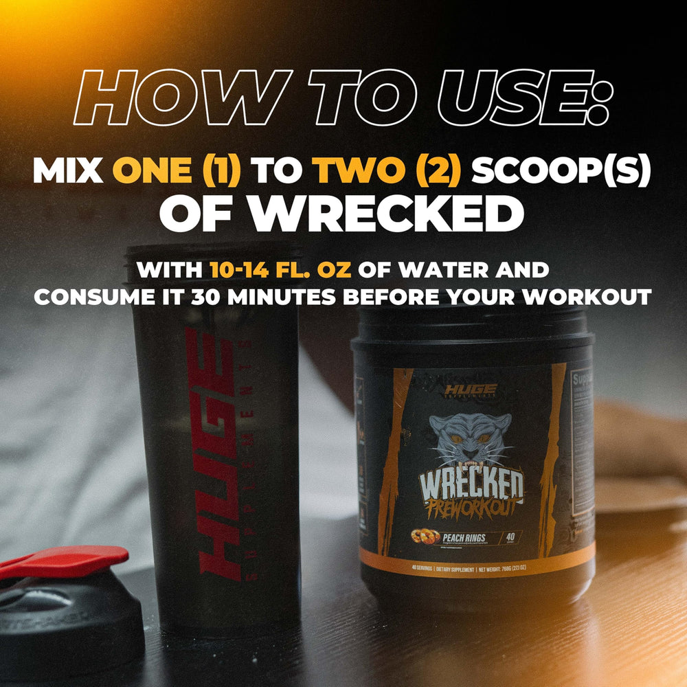 Huge Supplements Wrecked Pre-Workout during-workout emphasizes sustained energy and focus