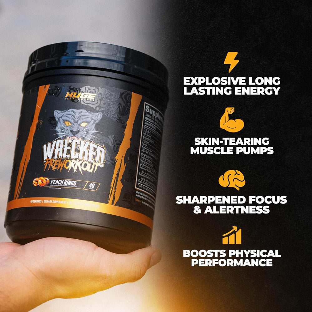 Huge Supplements Wrecked Pre-Workout mixer-action blends quickly