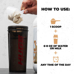 Huge Whey Cinnamon Bun flavor conveys indulgent taste and everyday use.