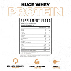 Huge Whey ingredient display emphasizing essential amino acids content