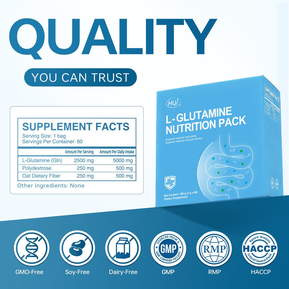 HUJ L-Glutamine Nutrition Pack packaging design and branding