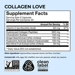 Packaging view of HUM Collagen Love Skin with 90 capsules