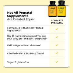 HUM Complete Prenatal in hand to show easy daily use.