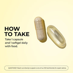 HUM Complete Prenatal label with 23 nutrients at a glance.