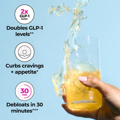 HUM Flatter Me Fiber GLP-1 Booster bottle back, reveals ingredients and usage guidance.