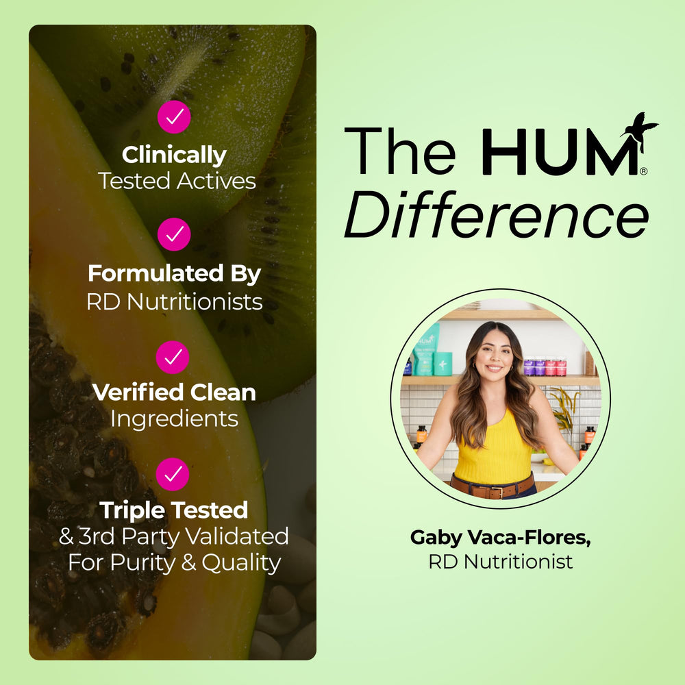 HUM Gut Instinct easy daily-use capsule for on-the-go wellness.