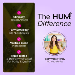 HUM Turn Back Time bottle with cap open; convenient on-the-go packaging.