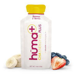 HÜMA Chia Energy Gel Banana Berry packaging highlighting natural endurance support