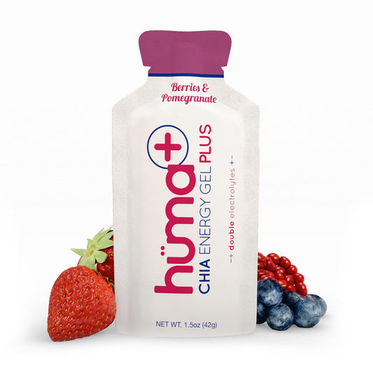 HÜMA CHIA ENERGY GEL bottle with Berry & Pomegranate flavor for on the go endurance.