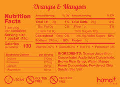 Huma Plus orange mango gel close-up shows real-food texture and natural flavor.