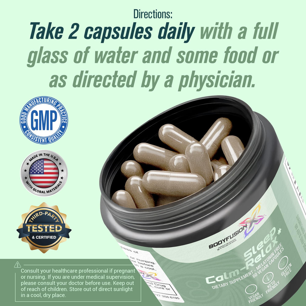 BodyFusionX label shows melatonin-free formula for non-pharmacological rest.