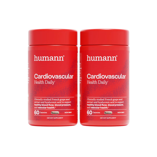 Humann Cardiovascular Health Daily bottle front showing the supplement for daily vascular support.
