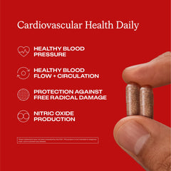 Close-up of Humann Cardiovascular Health Daily capsules ready for daily use.