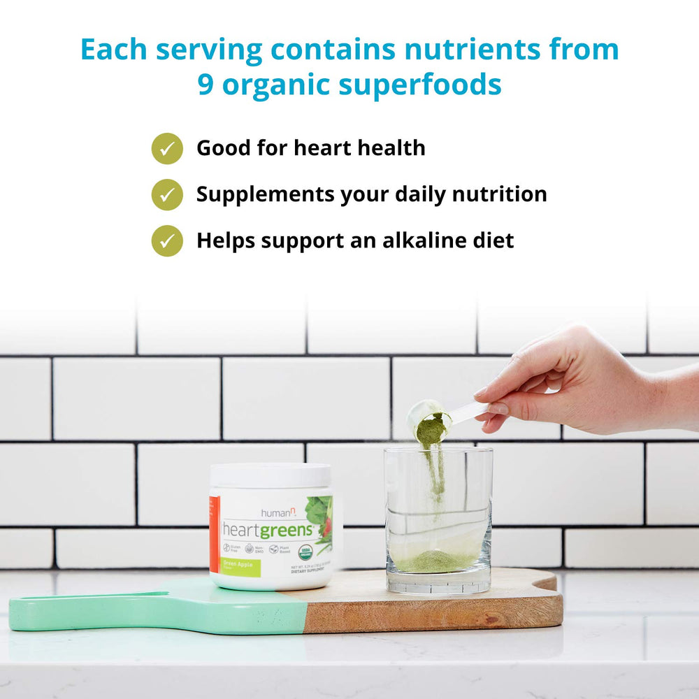 Humann HeartGreens olive leaf and celery in the mix for natural greens profile.