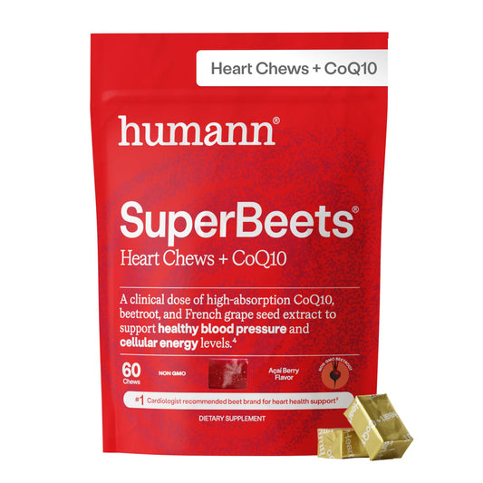 Humann SuperBeets Heart Chews bottle front for daily energy support.