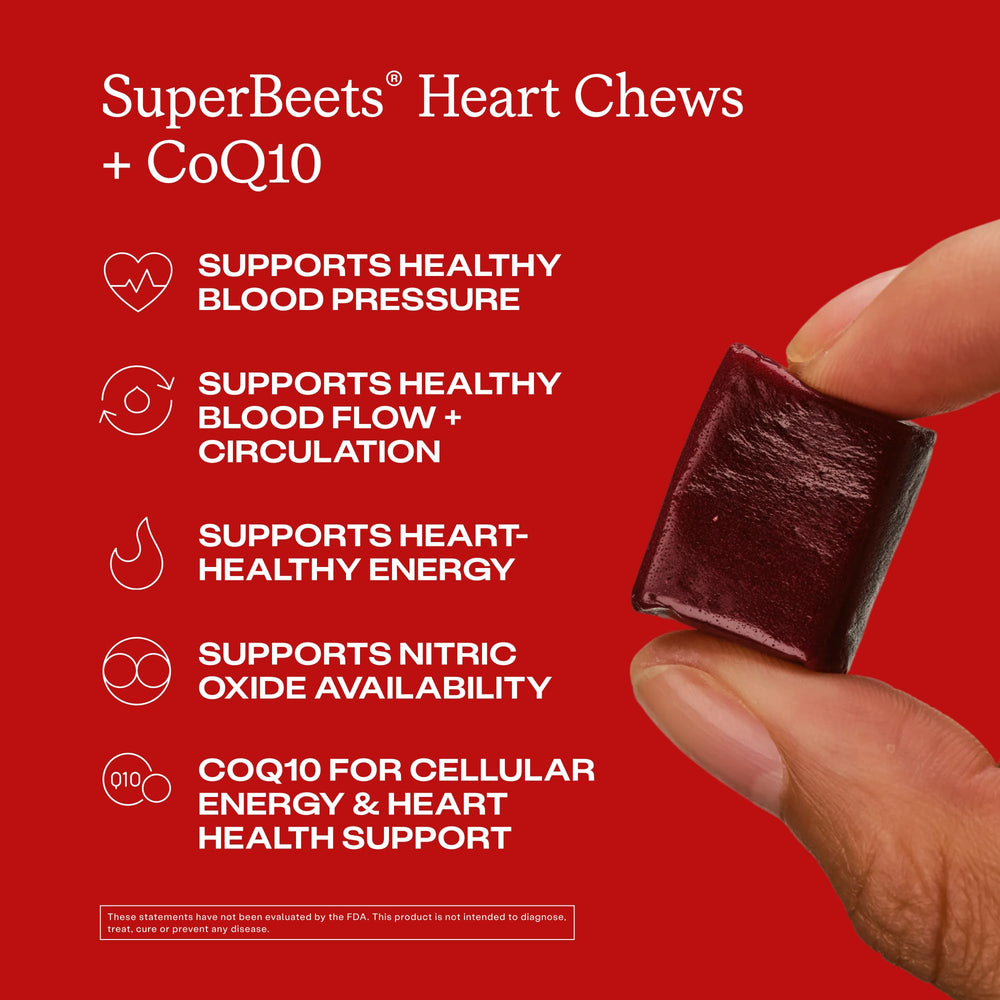 Humann SuperBeets Heart Chews open bottle ready to enjoy.