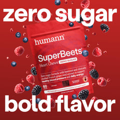 Close-up of beet root powder in Humann Heart Chews for antioxidant support.