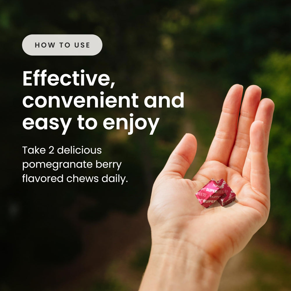 Individual chews from Humann SuperBeets ready to bite and enjoy.
