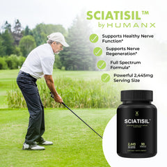 HUMANX Sciatisil label front highlighting USA-made, third-party tested quality