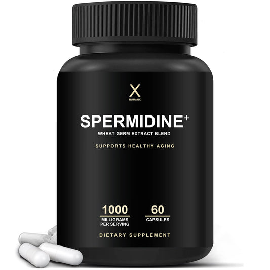 HumanX Spermidine+ bottle front showing potential cellular renewal support.