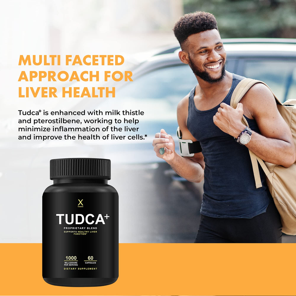 US-made facility label on HumanX Tudca+ packaging confirming quality.