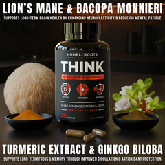 HUMBLEROOTS PERFORMANCE ingredients packaging highlights the 10 nootropics.