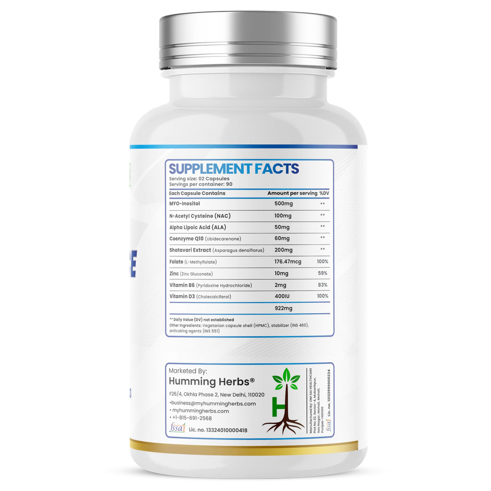 Humming Herbs Inobalance Pro+ capsules ready for a two-capsule serving