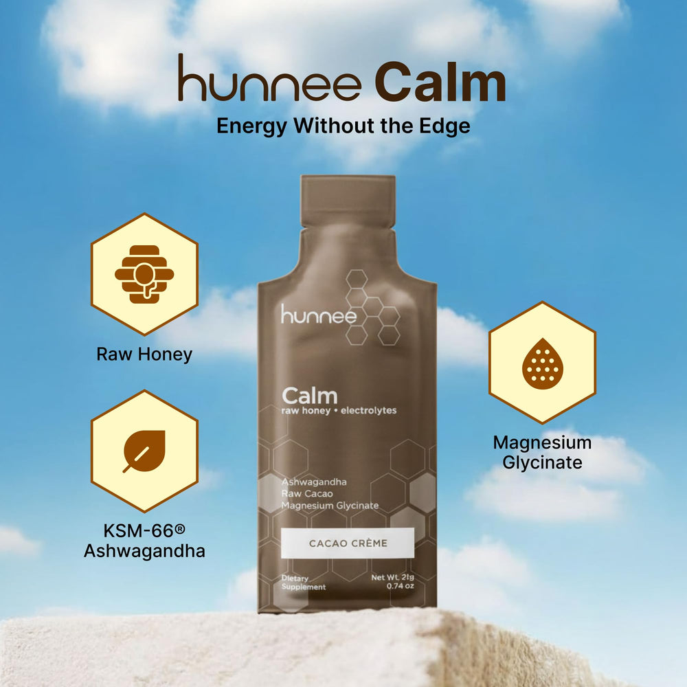 Hunnee H Calm sachet pack ready to dissolve for quick fuel.