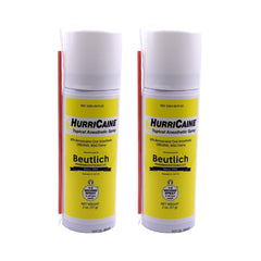 HurriCaine Wild Cherry topical anesthetic spray bottle front view for quick use.