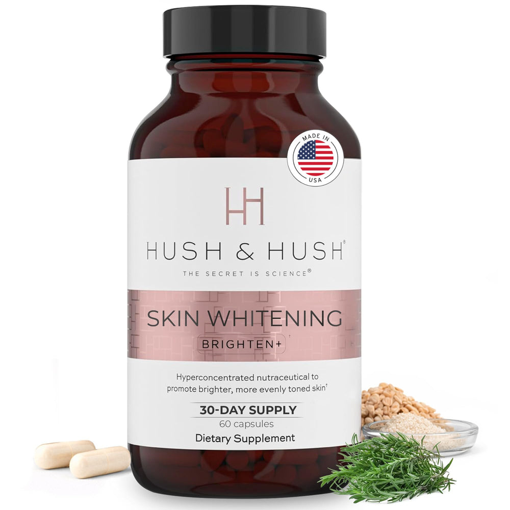 Hush & Hush Brighten bottle pouring to support radiant skin