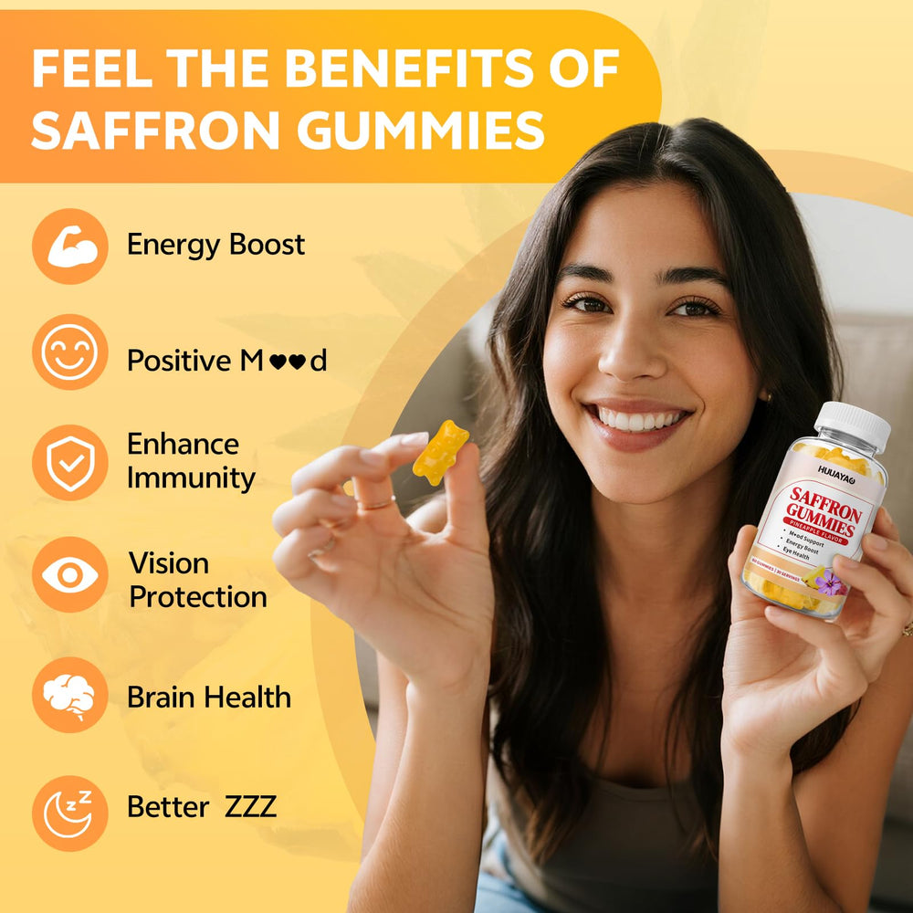 Gummies featuring saffron, ashwagandha and L-theanine for focus