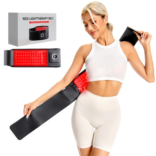 Huwoony Wireless Red Light Therapy Belt front view for targeted muscle relief.