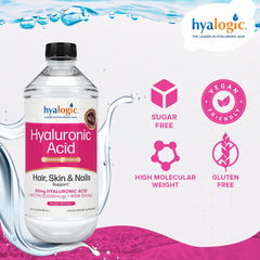 Hyalogic Biotin label closeup emphasizing hair and nail support