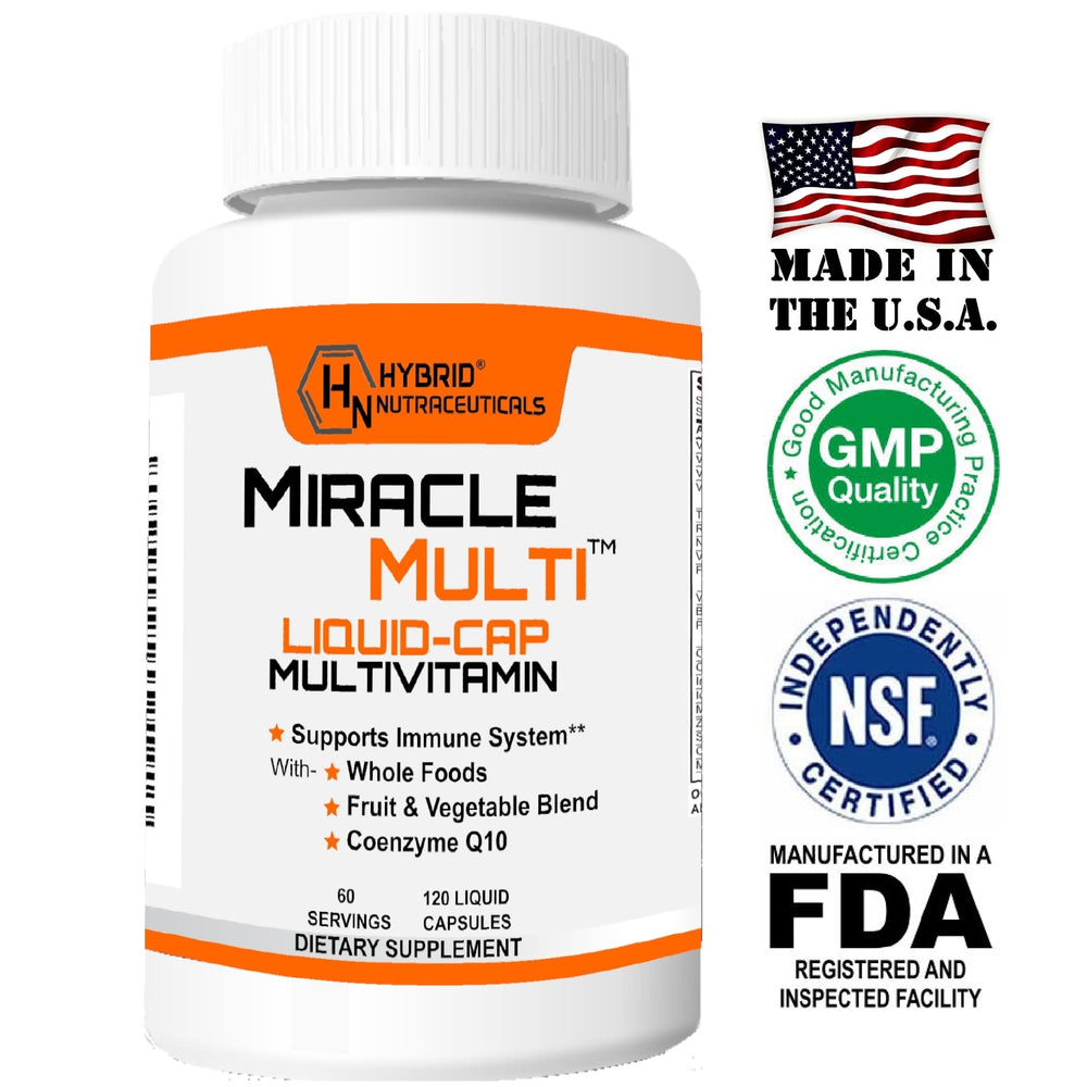 MiracleMulti on countertop with glass promotes daily health habit.